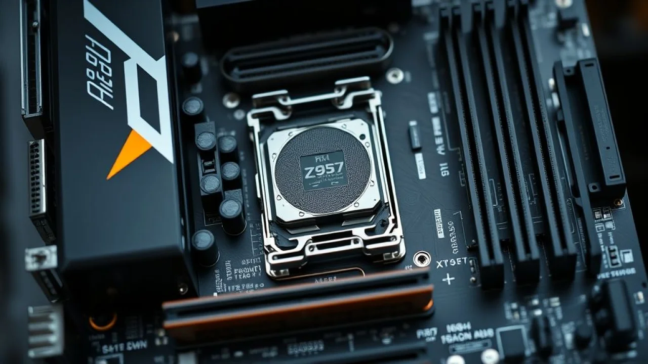 Placa-mãe Z890/X770 moderna e detalhada para PC gamer de alta performance.