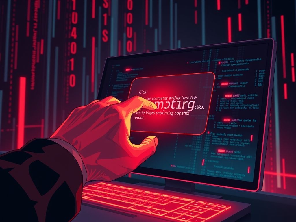 Uma representação estilizada de uma tentativa de phishing por e-mail.