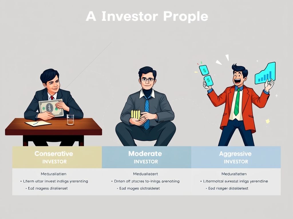 Tabela visual comparando os perfis de investidor conservador, moderado e arrojado, com seus respectivos tipos de investimento.